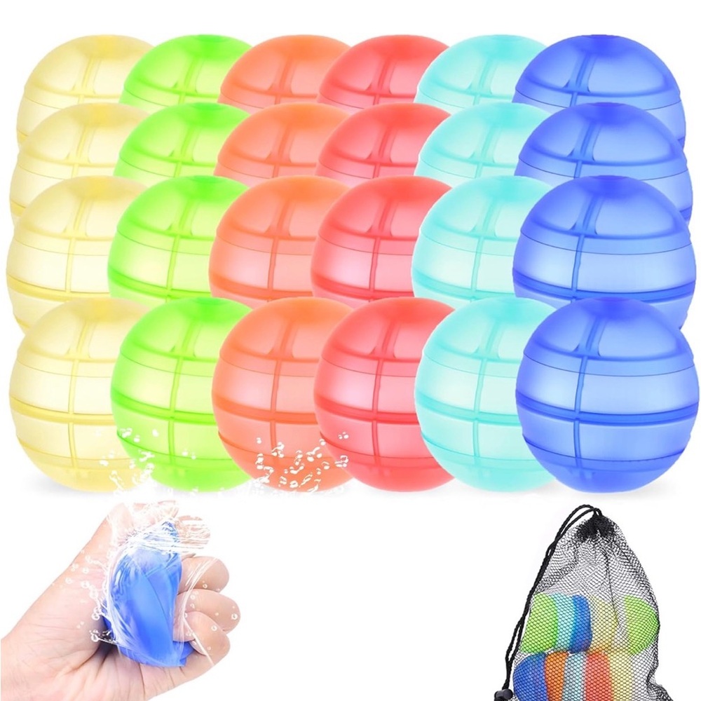 24PCS Reusable Water Balloons for Kids with Mesh Bag